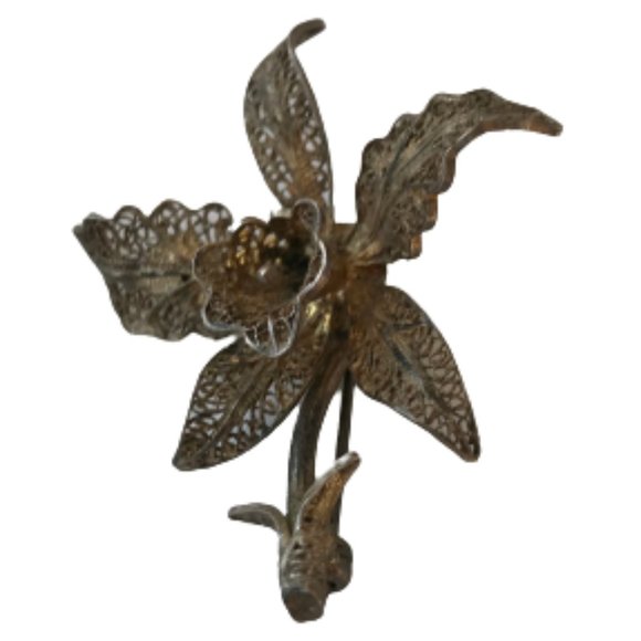 Topazio Gold plating Sterling Silver Flower Brooch - Picture 3 of 8